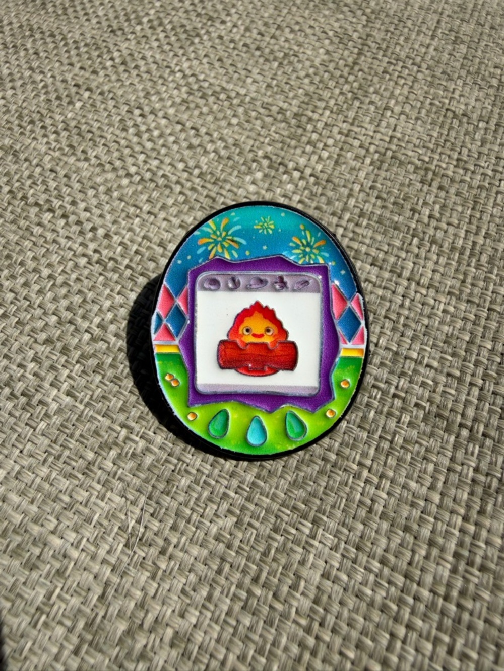 Calcifer studio Ghibli tamagotchi enamel pin